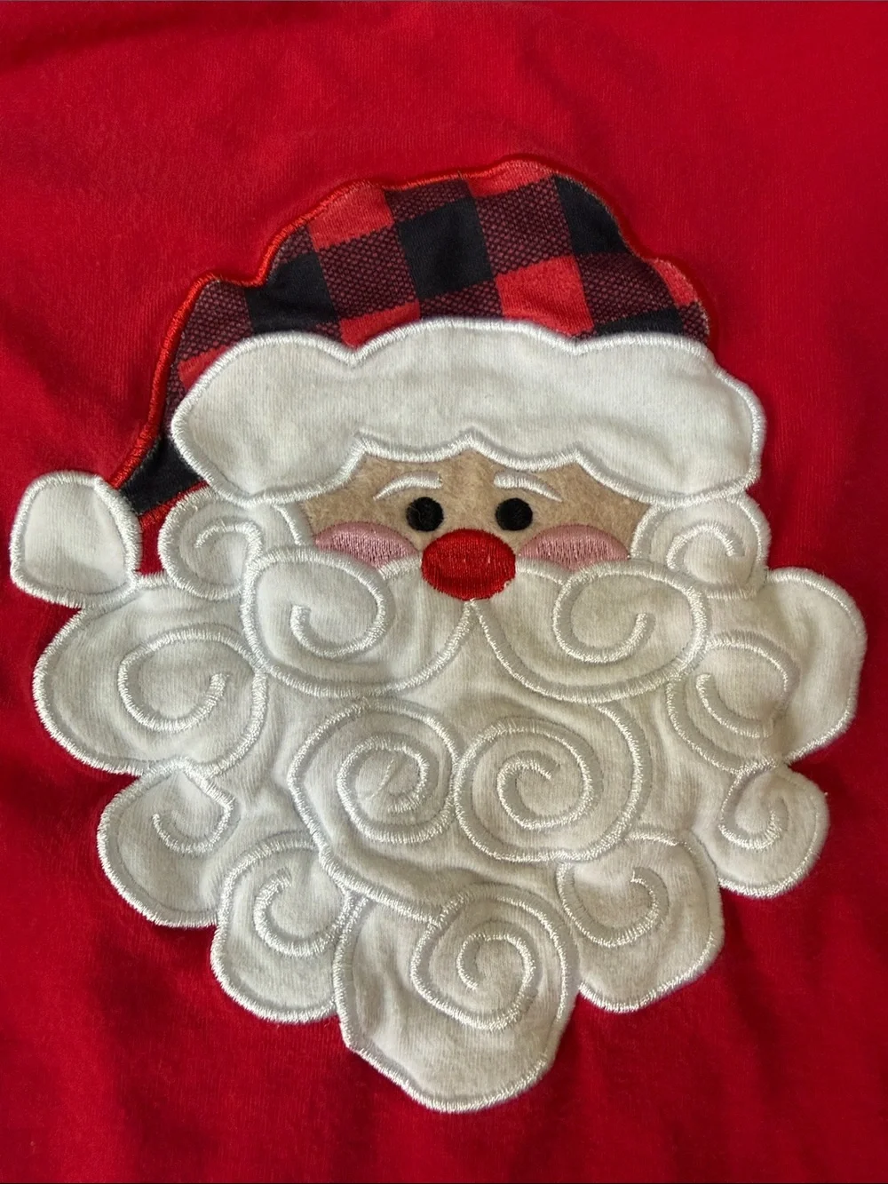 Red and Black Santa Appliqué One-Piece Bodysuit for Kids